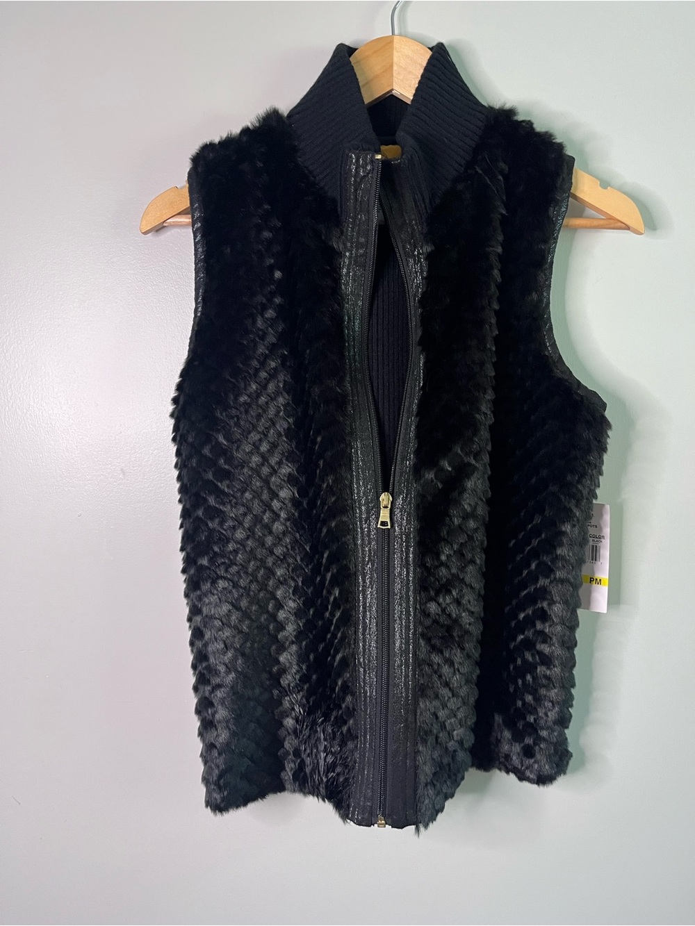 Ruby Rd. NWT Black Faux Fur Quilted Zip-Front Vest